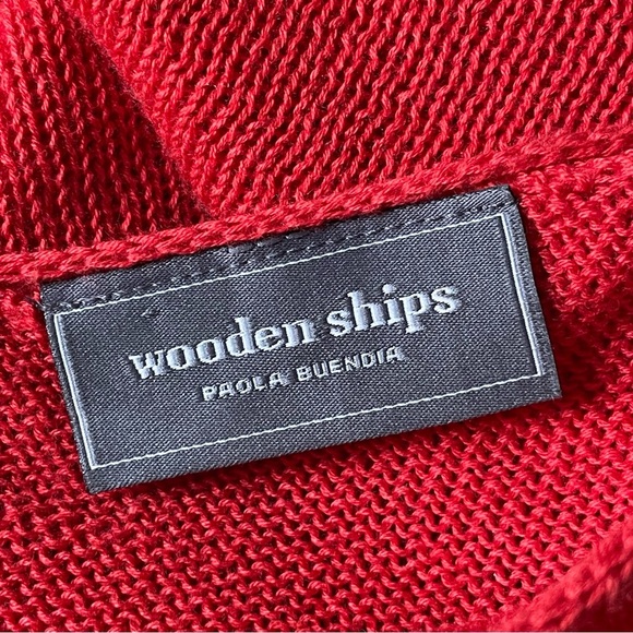 Wooden Ships Red Cotton Acrylic Blend Asymmetrical Sweater 35743 - Picture 12 of 13